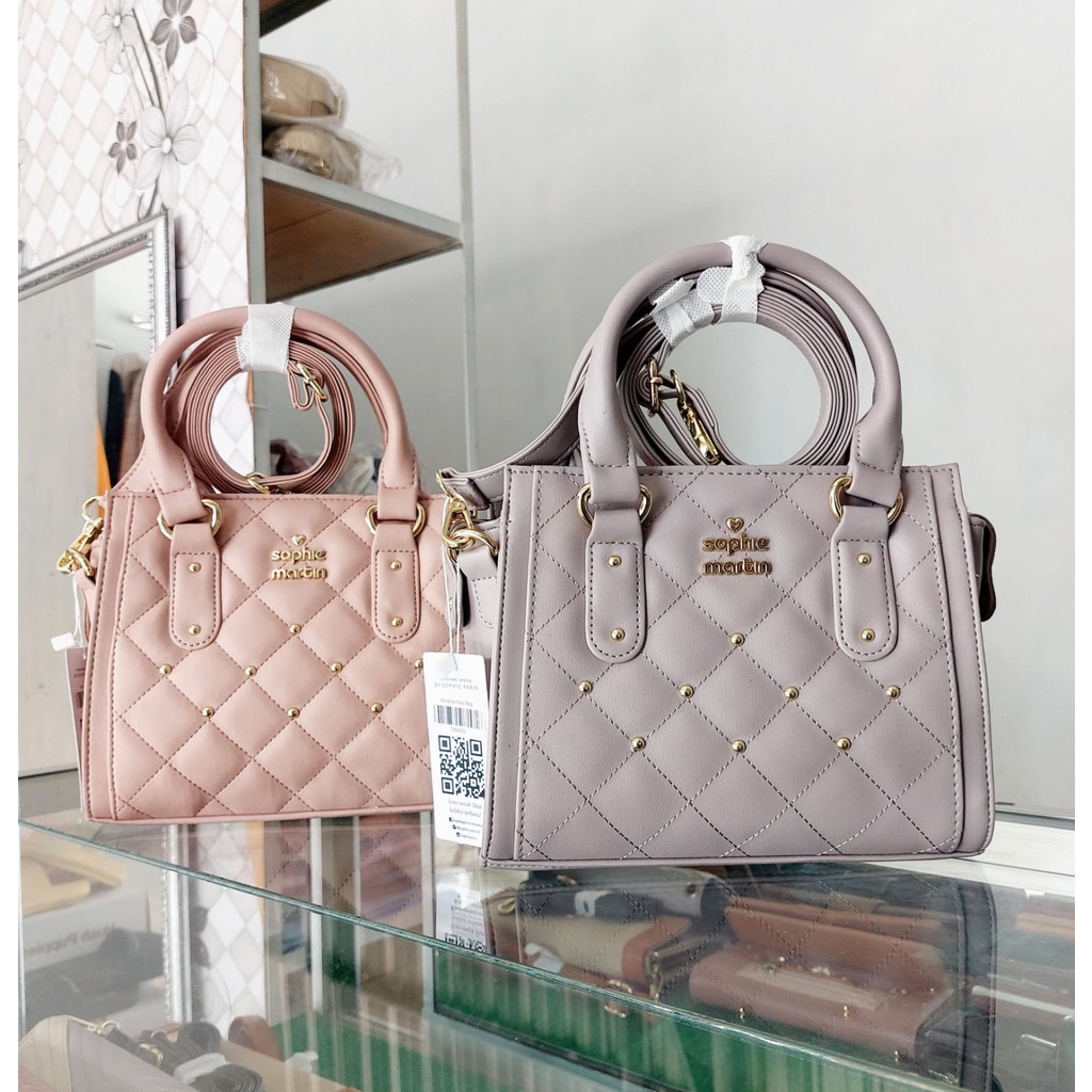 TAS WANITA BORDIOLA PINK / GREY SHOPIE MARTIN SOPHIE PARIS PROMO TERBARU 2022