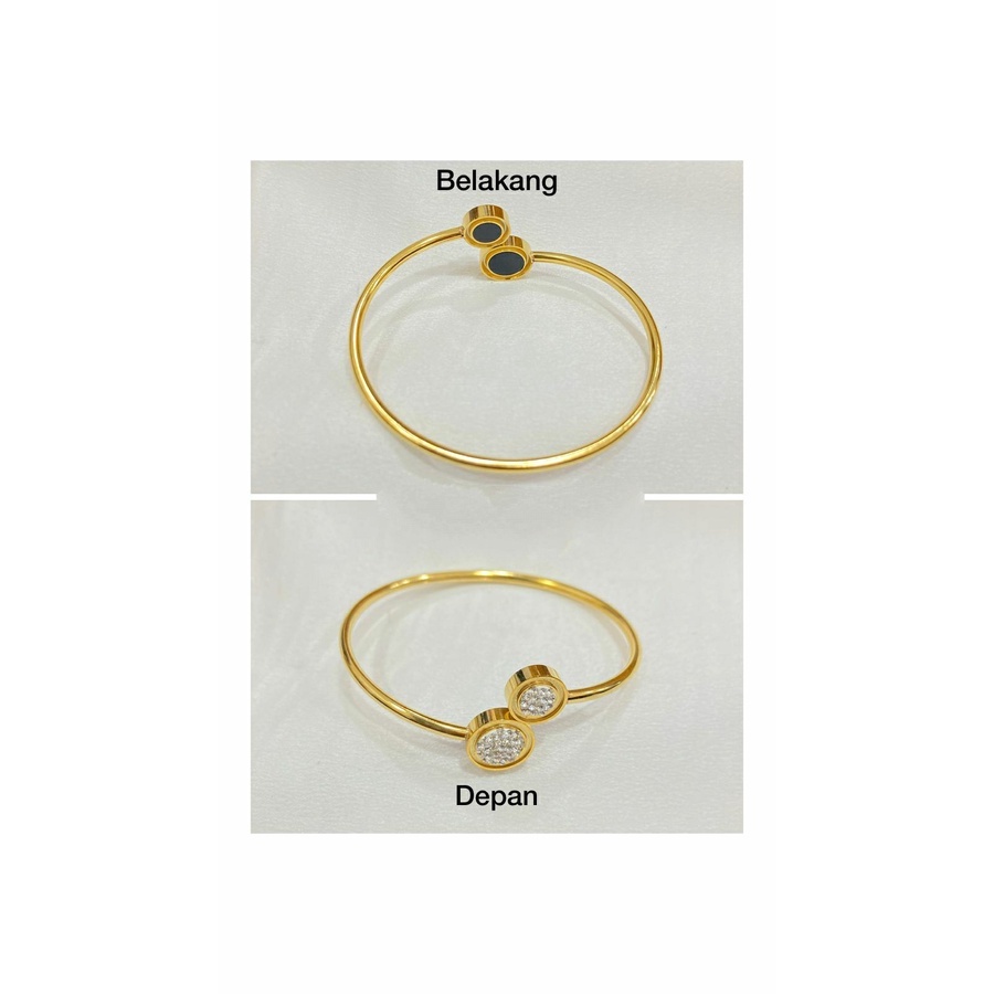 Gelang Titanium Asli Anti Karat Aksesoris Fashion Perhiasan Wanita Cuff Gold Dan Silver Korean Style-Magnet gold