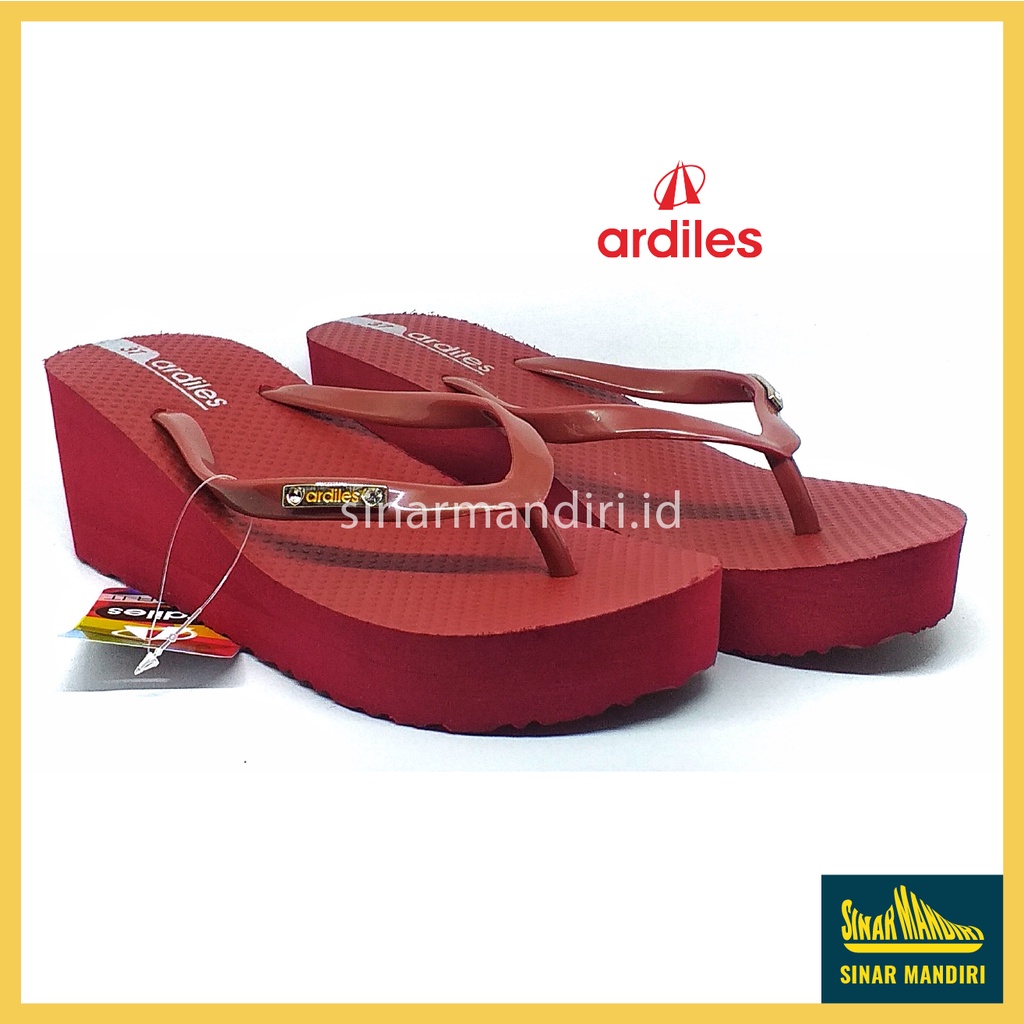 Sandal Wedges Wanita Ardiles Tefity Ringan Anti Air Awet Jinjit Jepit 36-40 Merah Hitam Coklat-5