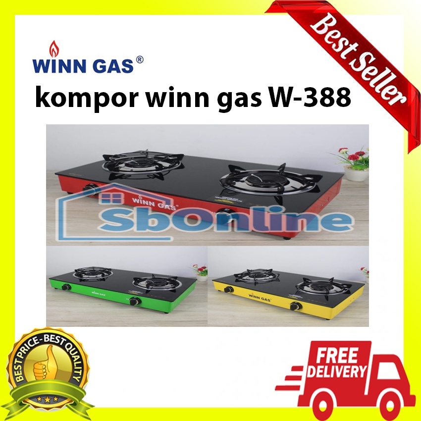 Kompor Winn Gas Kaca 2 Tungku W-388