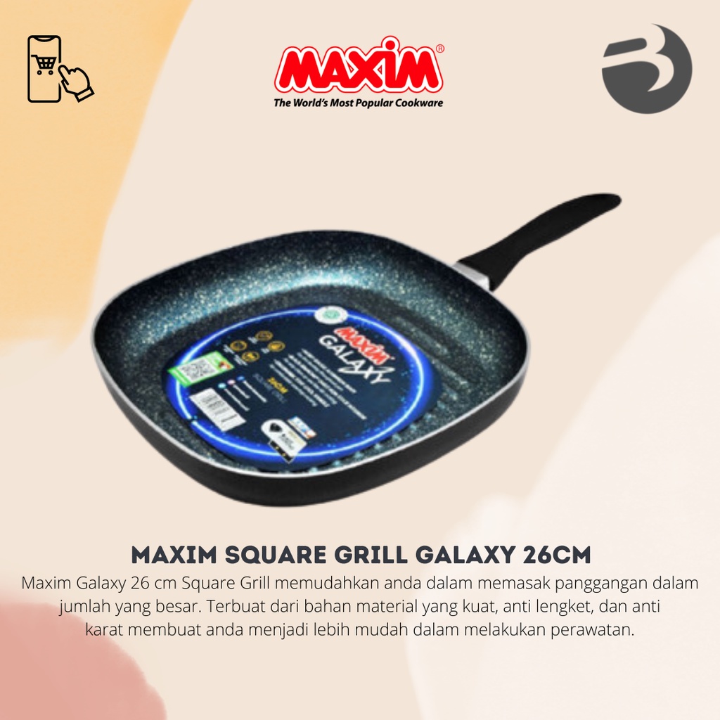 MAXIM SQUARE GRILL GALAXY 26CM PEMANGGANG ALAT PANGGANG FRYPAN KOTAK