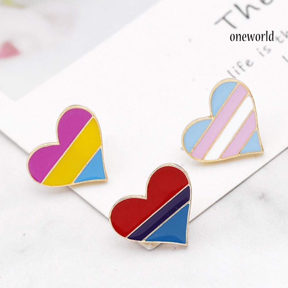 OW@ Cute Rainbow Heart Enamel Brooch Pin Gay Pride Metal Badge Hat Collar Jewelry