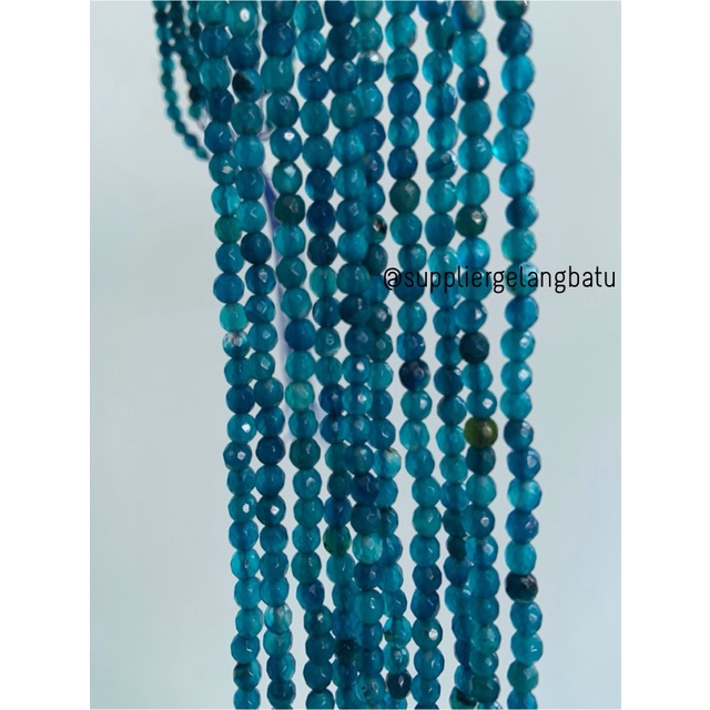 batu AQUAMARINE SERAT BIRU TUA FACETED 4mm cutting aksesoris craft