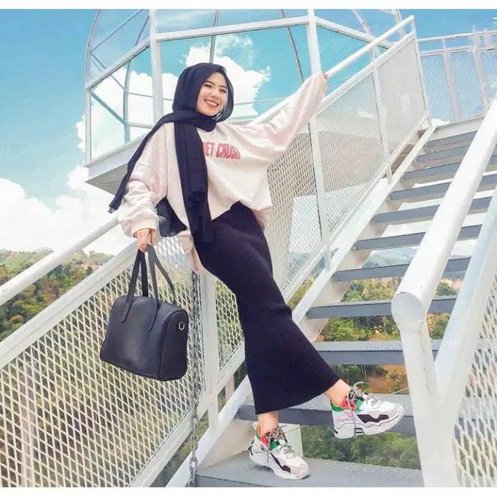 Rok knit span Rok Polos span Rok size Standart &amp; Rok Jumbo rajut hitam premium by DAZPROJECT rok kerja