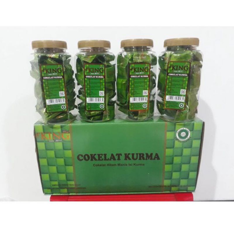 

DKing Cokelat Kurma 1 BOX isi 4 Pack Kurma Utuh Lapis Cokelat Hitam Manis