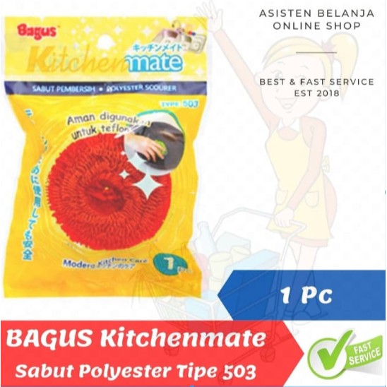 BAGUS Kitchenmate Type 503 Sabut Pembersih Polyester 1 pc Sabut Serbaguna kITCHEN jaring spon spons sponge