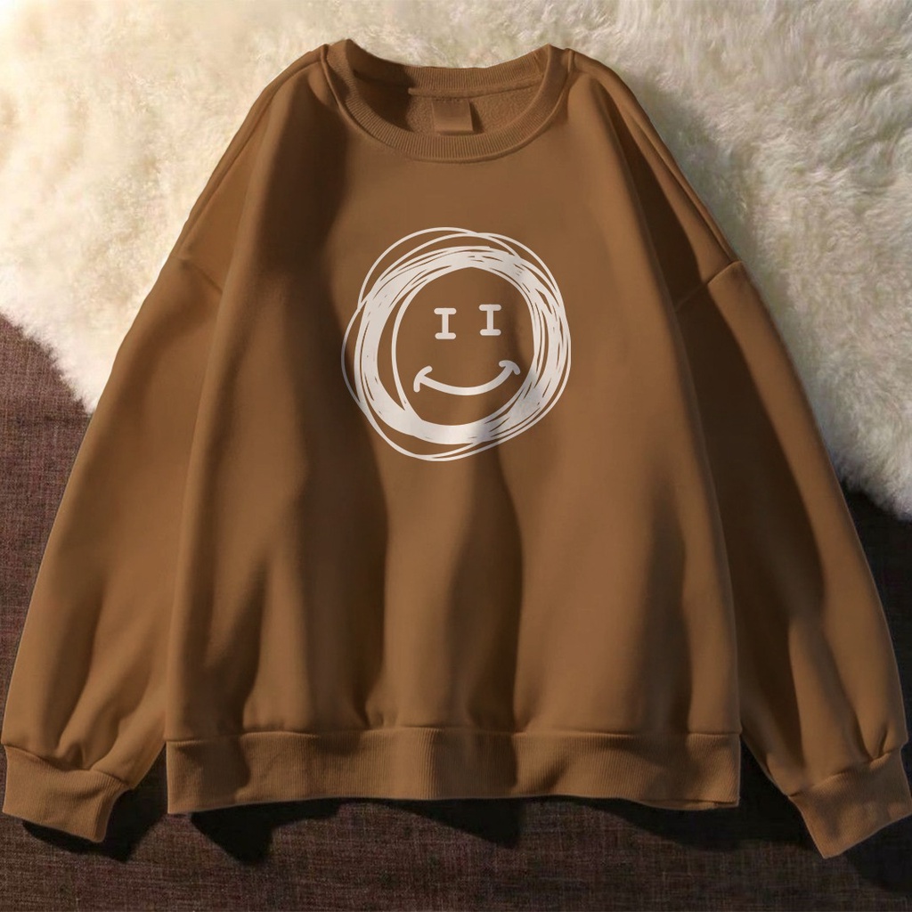 SWEATER UNISEX SMILE ON KPOP EMOJI - CREWNECK KOREA HALUS PREMIUM