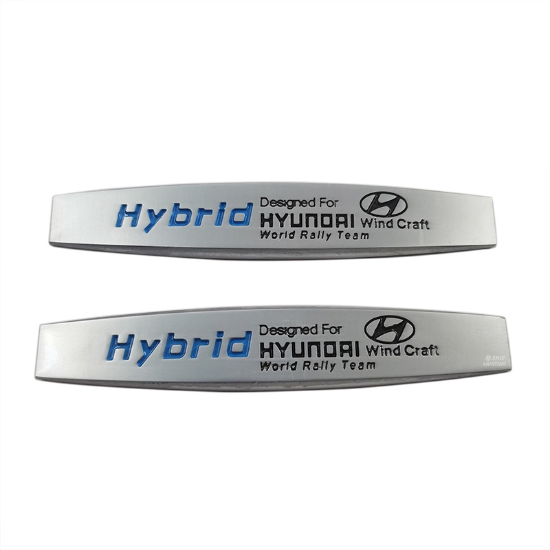 2pcs Stiker Emblem Logo HYBRID HYUNDAI Bahan Metal Untuk Fender Samping Mobil HYUNDAI