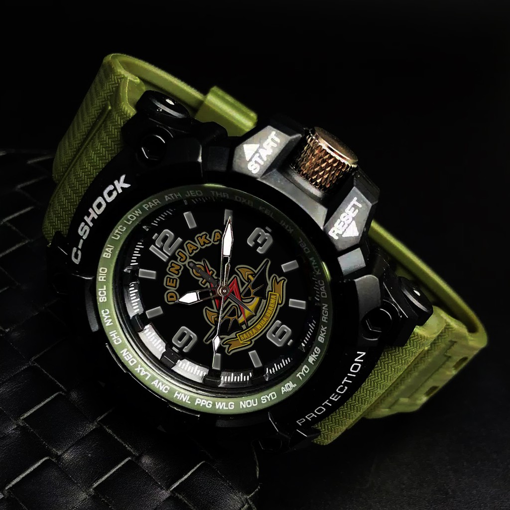 (EXCLUSIVE) JAM TANGAN TNI - &quot;DENJAKA&quot; .  STRAP RUBER HIJAU ARMY