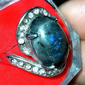 cincin batu akik Labrador Papua klep biru