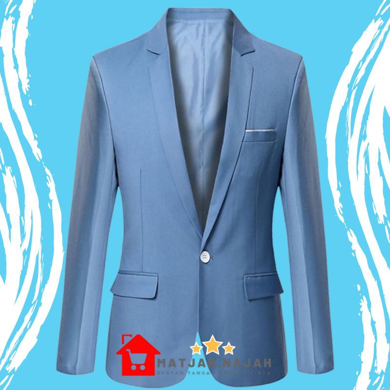 Jas Formal Pria Soft Blue Suit Blazer Pria Casual MATJAR NAJAH