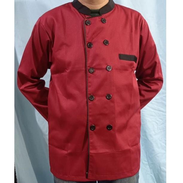 "BW.14My22ˢ" Baju Chef-baju koki-Baju koki lengan panjang-baju koki-seragam koki/koki hitam polos/ko