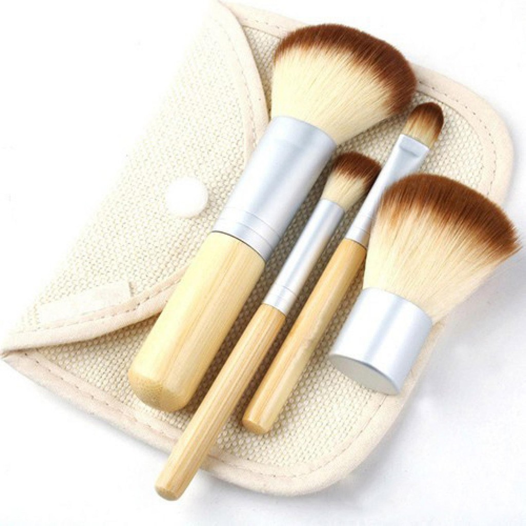 Kuas Make Up Bambu 4set MU 17 Brush Makeup Muka Berkualitas Brus Wajah Tdk Mudah Rusak Multifungsi