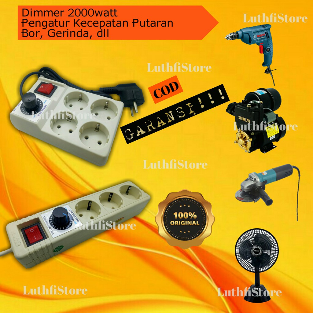 Dimmer 2000w Stopkontak Pengatur Kecepatan Bor Grinda gerinda dinamo Dimer 2000W Colokan murah kabel