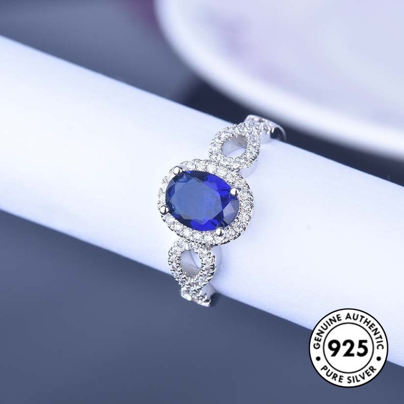 Cincin Sterling Silver 925 Model Terbuka Aksen Batu Permata Warna-Warni Untuk Wanita