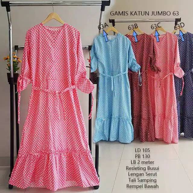 gamis katun jumbo polkadot