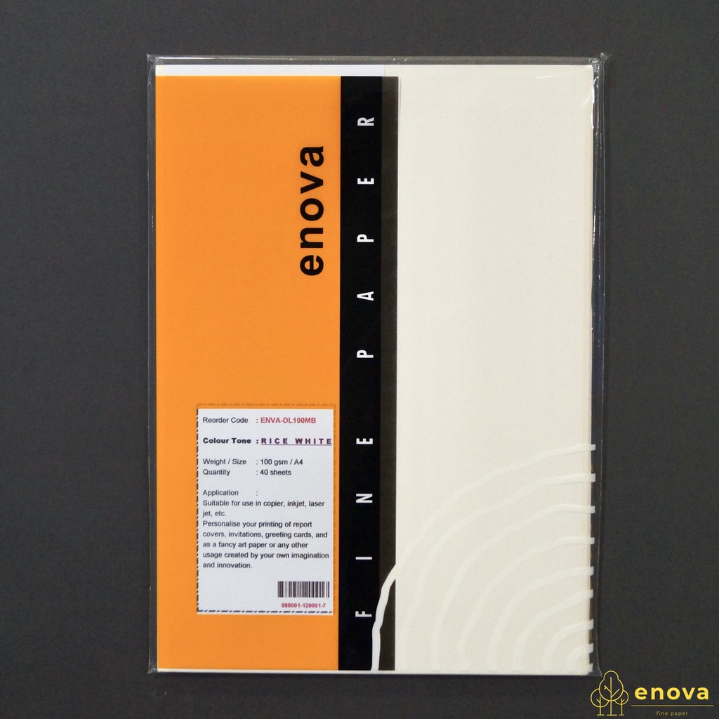 

Fancy Art Paper ENOVA | Rice White | A4 100GSM (Putih Beras)