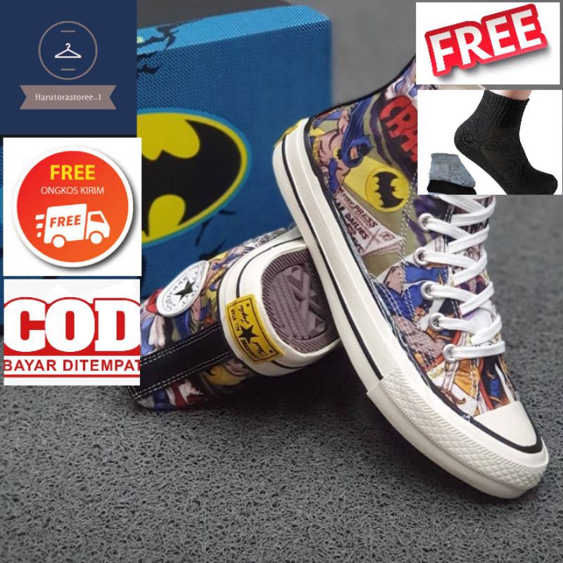 SEPATU SNEAKERS CONVERSE ALL STAR 70S HIGH MOTIF BATMAN CRUSH IMPORT KUALITAS PREMIUM PRIA MURAH