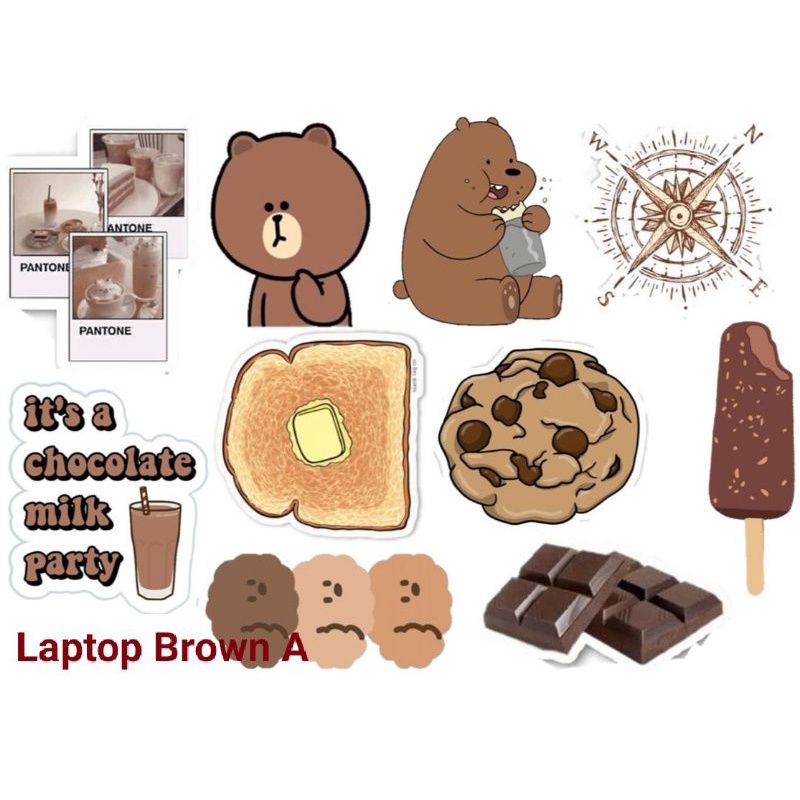 STICKER LAPTOP TEMA WARNA COKLAT BROWN AESTHETIC