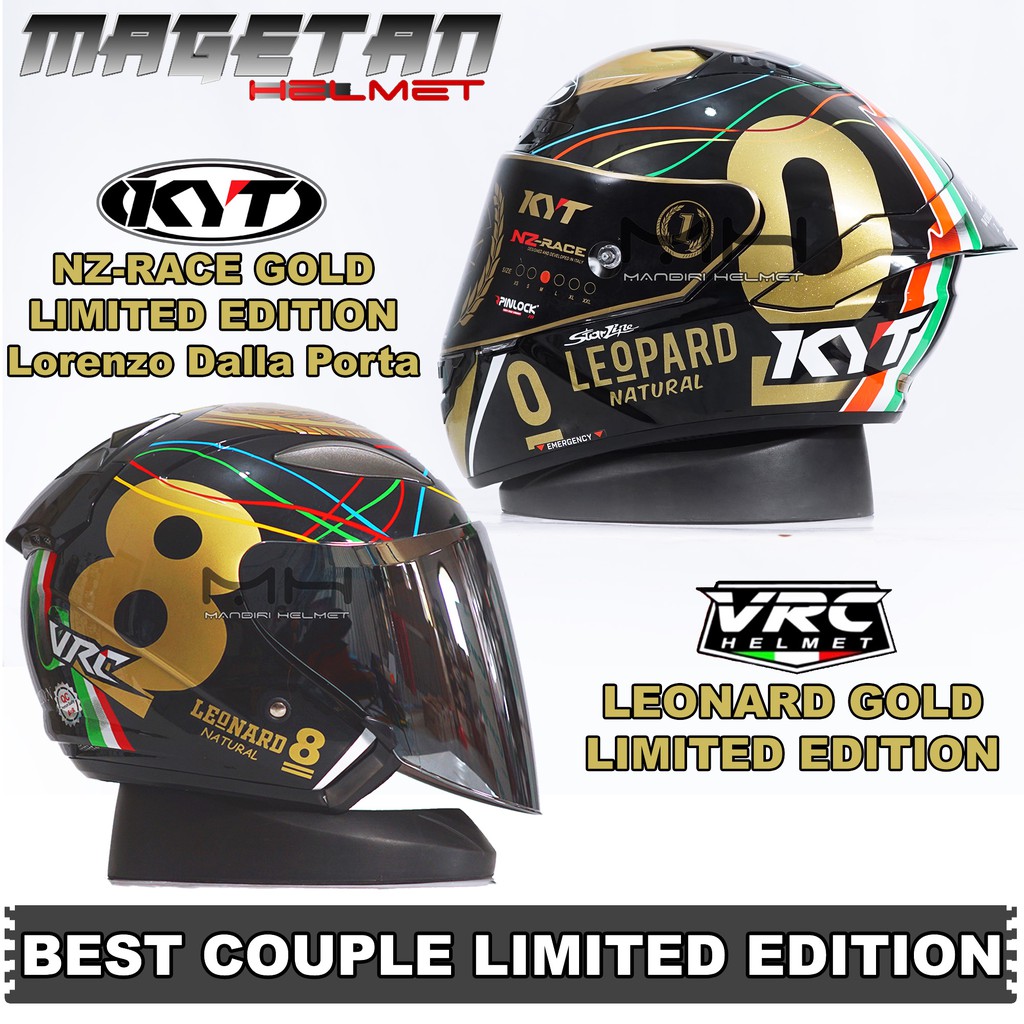 Helm Best Couple KYT NZ Race Lorenzo Dalla Porta Limited Edition & VRC Leopard Gold Limited Edition