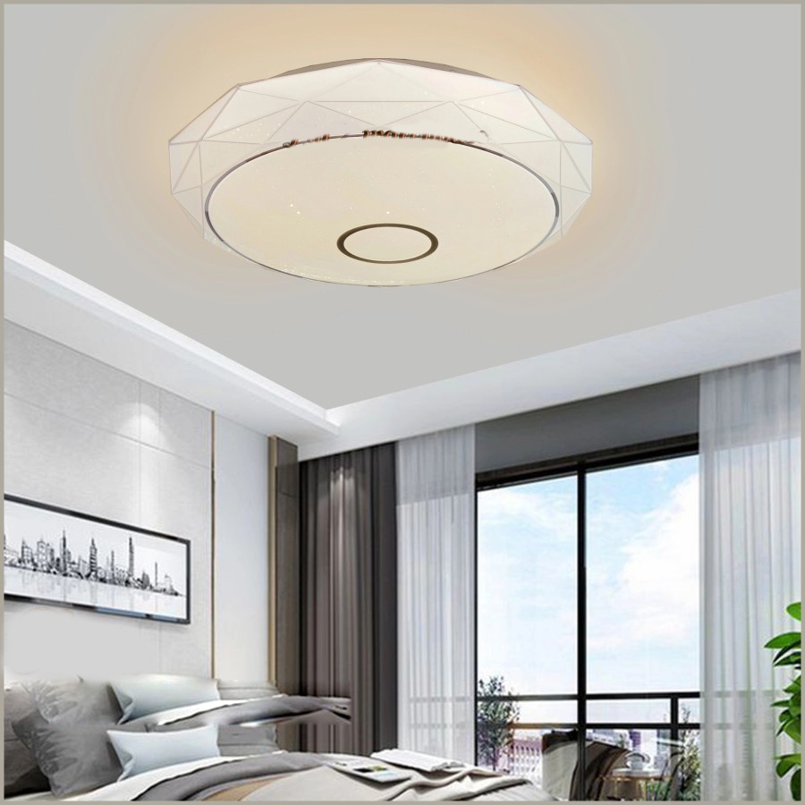 Lampu hias plafon tempel ceiling ACRYLIC PUTIH SUSU MODERN MINIMALIS LED 3 warna cahaya putih kuning