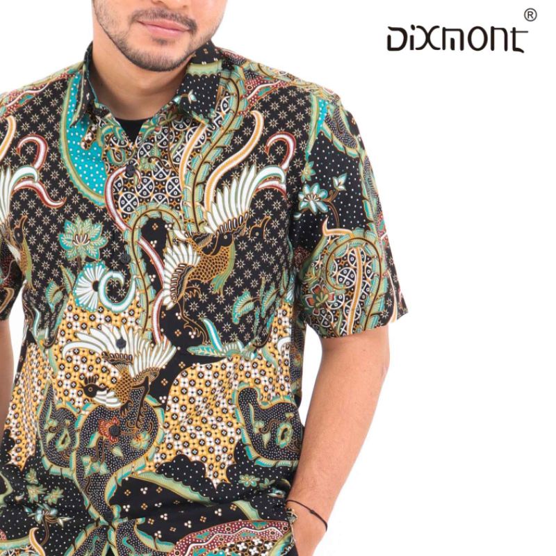 Dixmont Kemeja Pria Batik Pendek Hem BS00421