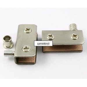 engsel atas bawah lemari tv pivot kaca jepit 5mm - 8mm ss stainless