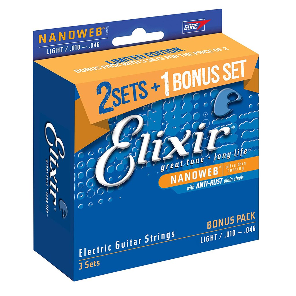 Elixer Guitar Strings Acoustic 3 Pack - Elixir Strings 16542 Electric Guitar Strings With Nanoweb Coating 3 Pack Light 0 010 0 046 Shopee Indonesia