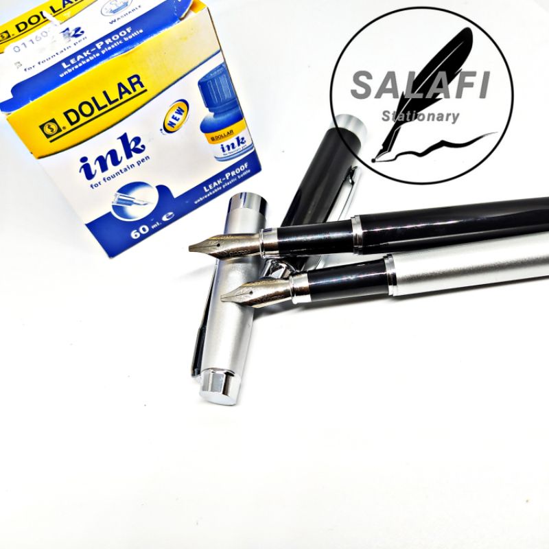 

Satu set Pulpen fountain pen kaligrafi nib 1,5 Mm kalam isi tinta dollar 60 Ml biru