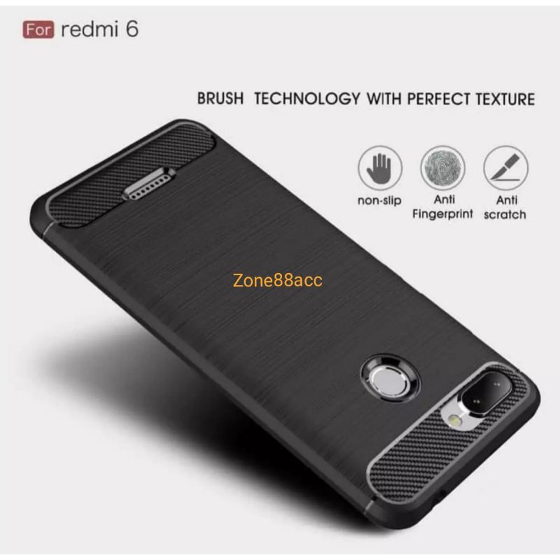 Silicon Case Redmi 6 Softcase iPAKY Carbon Casing Cover TPU