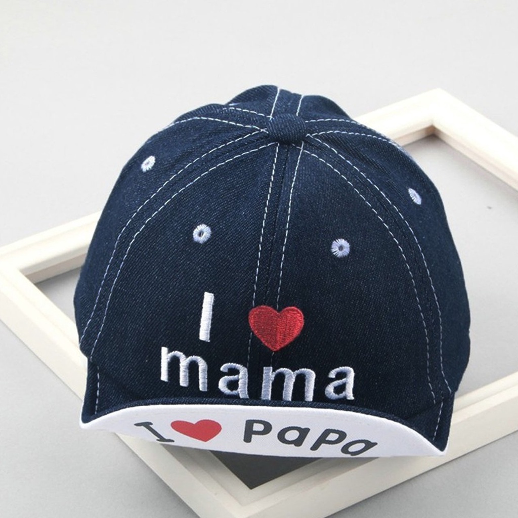 JUNE COLLECTIONS TOPI BASEBALL FASHION ANAK BAYI LIPAT BORDIR I LOVE PAPA MAMA UNISEX #TP02 LOVE PAPA MAMA-2