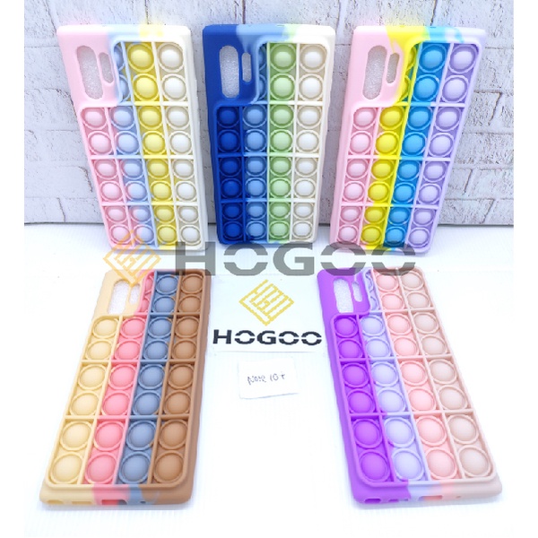 HOGOO SILICONE CASE POP IT SAMSUNG NOTE 10 PLUS - CASE PENGHILANG STRESS PUSH IT BUBBLE CASE RAINBOW