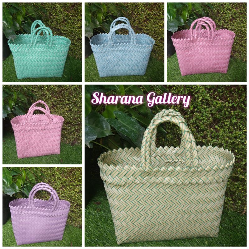 Tas anyaman plastik lurik/tas hampers