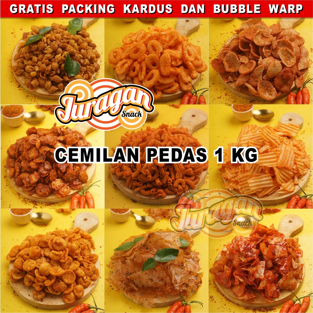 SNACK KILOAN PEDAS 1 KG makanan ringan jajanan cemilan camilan pedas asin gurih murah