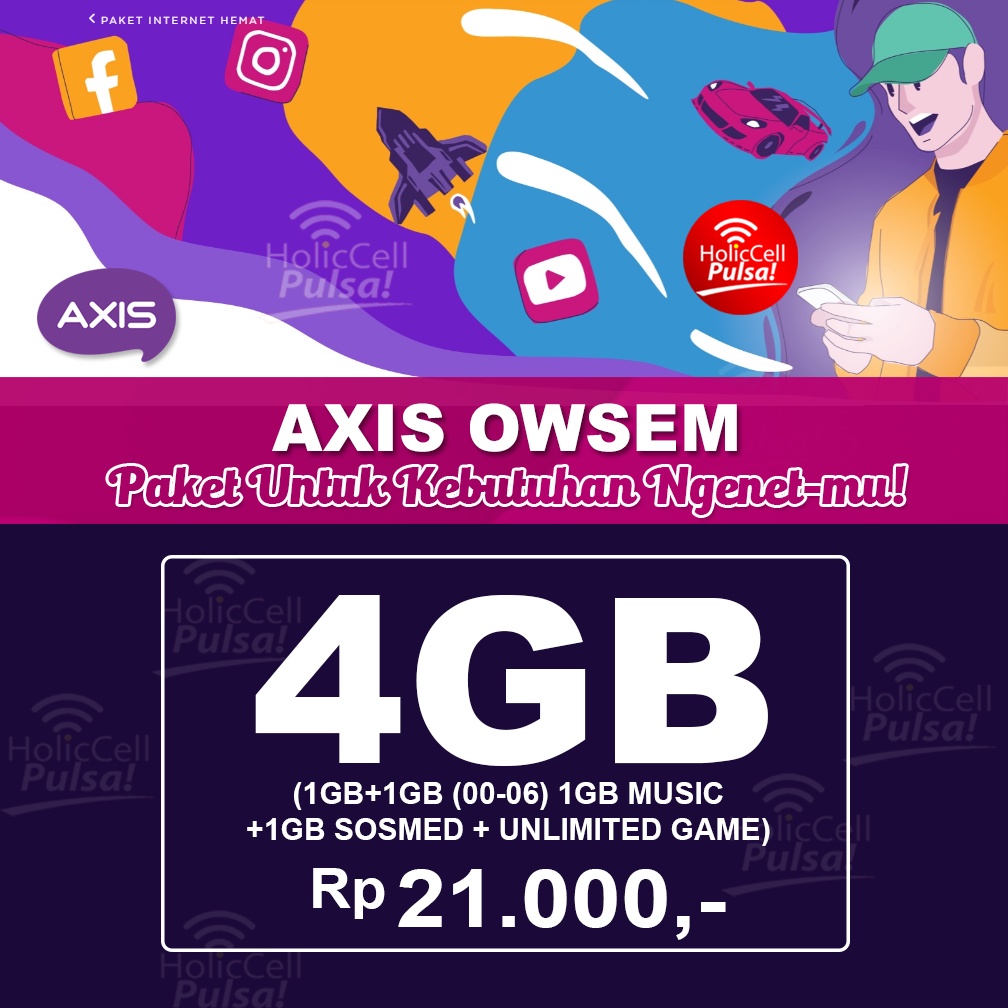 [TERMURAH] INJECT KUOTA DATA AXIS OWSEM 2GB 4GB 8GB 12GB 16GB 24GB 32GB 48GB 80GB