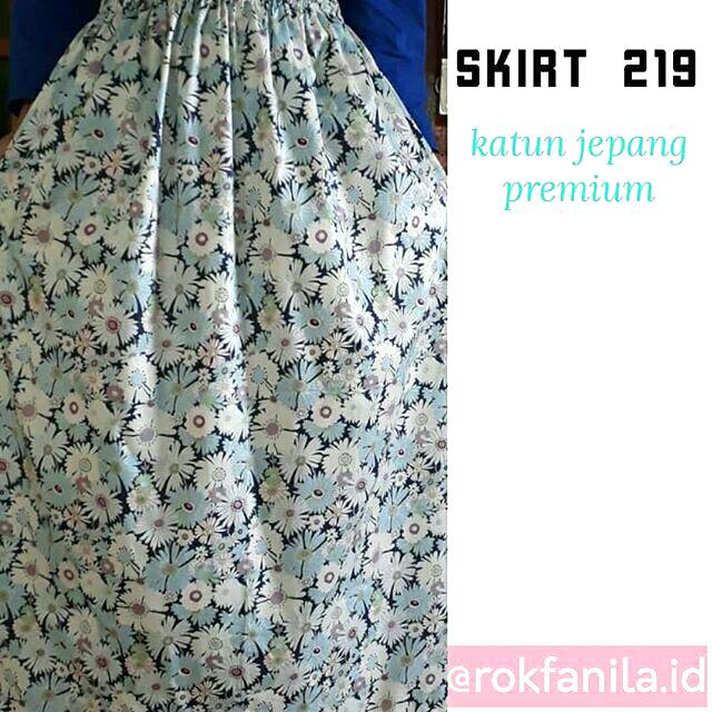 Rok Panjang Muslimah Maxi Katun Jepang Motif Bunga Daisy Cantik Biru Putih_Skirt 219 Rokfanila