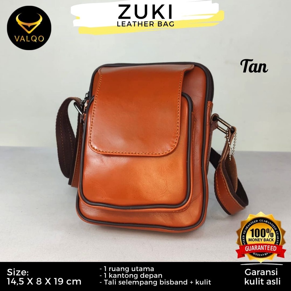 [VALQO] Tas ZUKI Kulit Sapi Tas Kamera Selempang Slingbag Kecil Mini Pria Wanita