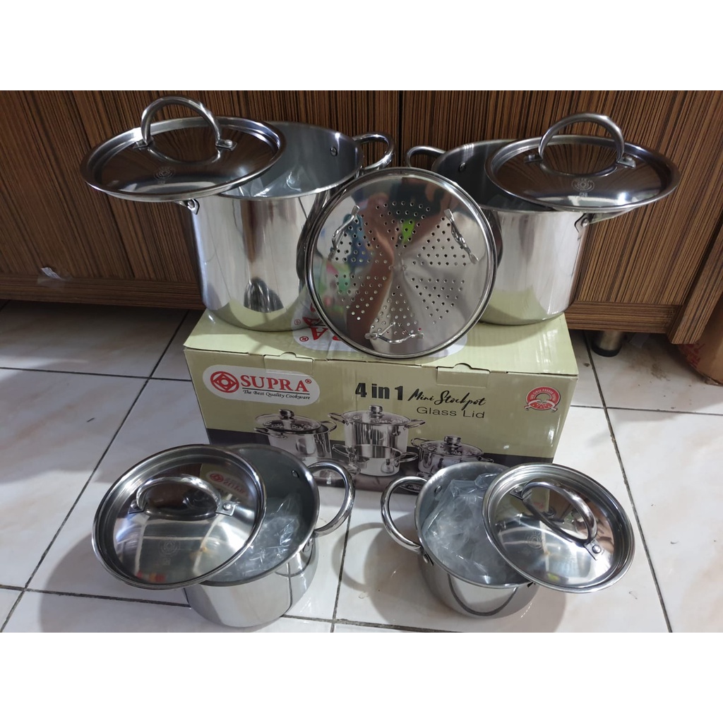 SUPRA STAINLESS MINI 4 IN 1 I STOCK POT STAINLESS 4 IN 1 I PANCI SET