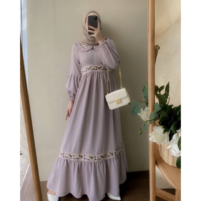 DRESS WANITA MUSLIM TERBARU/BELOVA DRESS MELAYU/GAMIS BORDIR KEKINIAN/GAMIS CANTIK/FAR MOSLEMSTORE