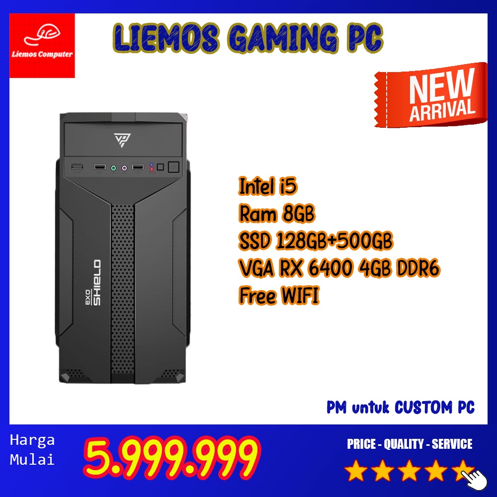 Liemos Gaming PC Intel i5 RX 6400 4GB DDR6 Termurah 2022