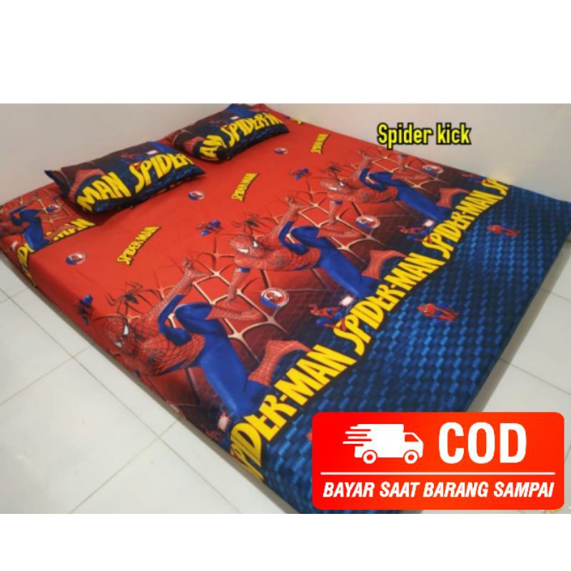 Sprei Karakter Spiderman Sprei Kamar Tidur Anak Laki-Laki Bantal Guling Karakter 180×200 COD