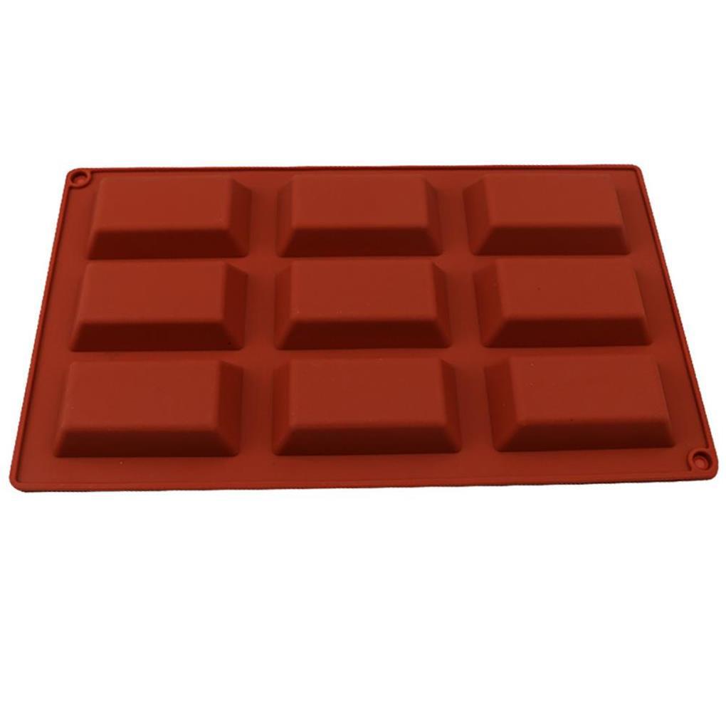 Cetakan Kue / Permen / Cokelat / Sabun Bentuk Persegi Panjang 9 Rongga Flexible Bahan Silikon DIY (house2020