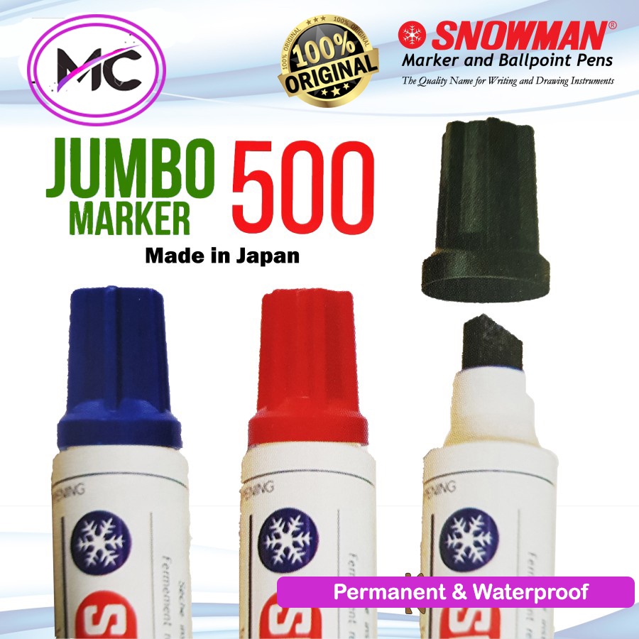 Spidol Besar Permanen Jumbo Snowman Warna Hitam Merah Biru Original Asli Sepidol Karung Kardus Waterproof Anti Air