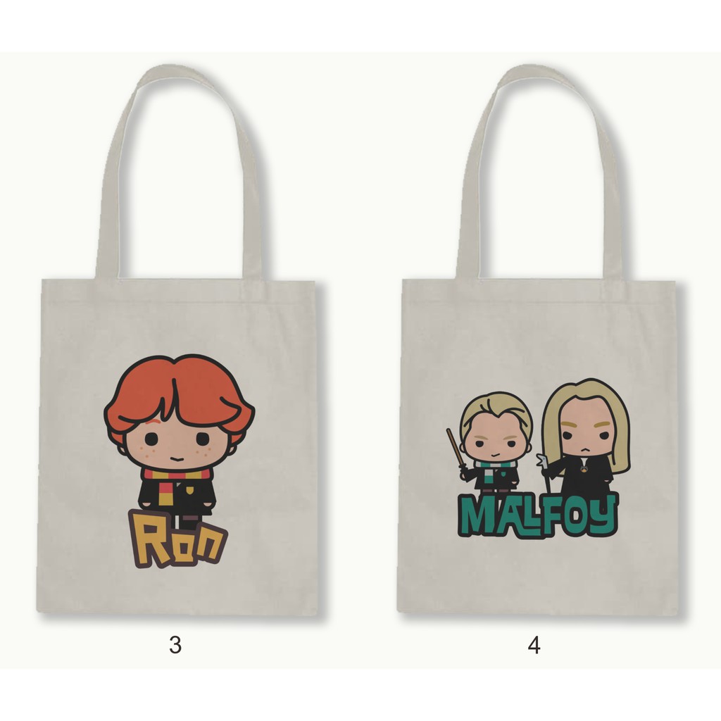 Tas Tote Bag Resleting Kanvas/Blacu  - Harry Potter Series.06