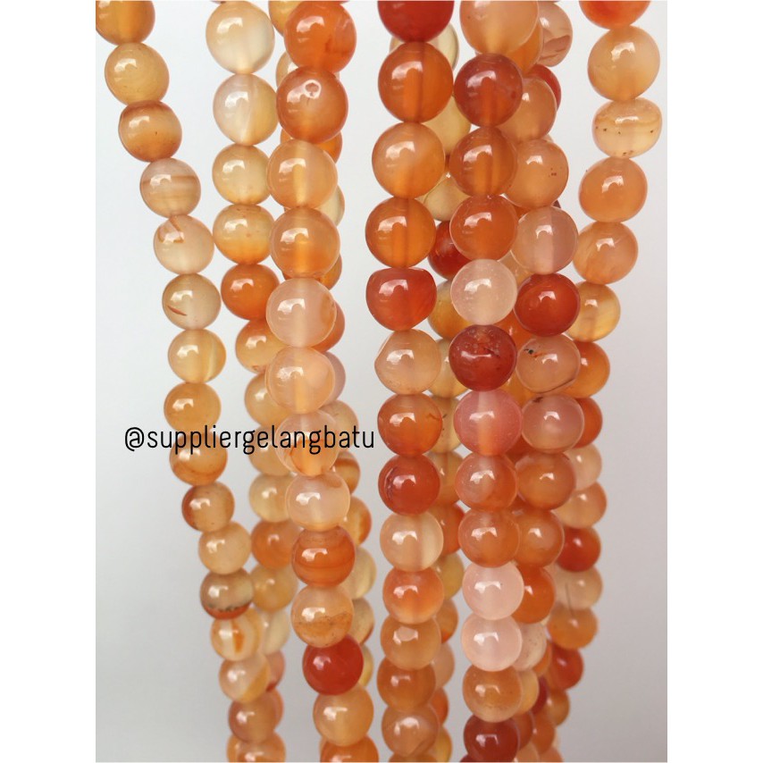 Carnelian Putih Orange Natural Stone Batu Perhiasan Fashion 8mm Akik Bacan Renteng Natural Akik bead