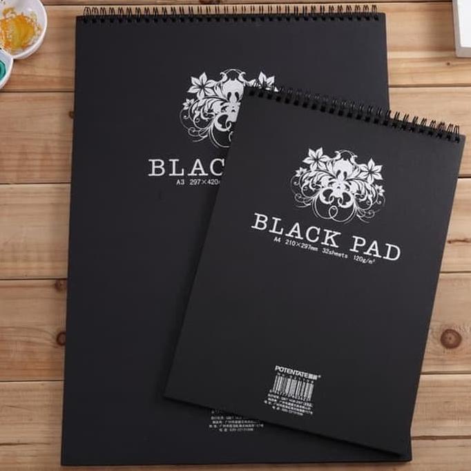 

A5 POTENTATE BLACK PAD WIRE BOOK BUKU GAMBAR LUKIS KERTAS HITAM