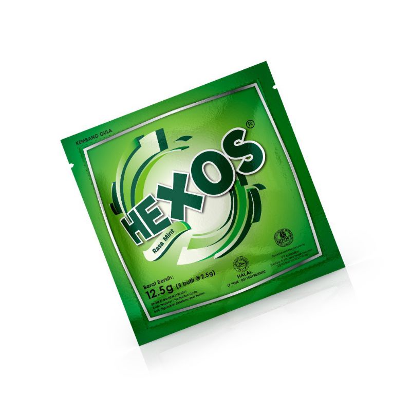 Hexos Mint 3 sachet Permen pelega tenggorokan Permen Mint