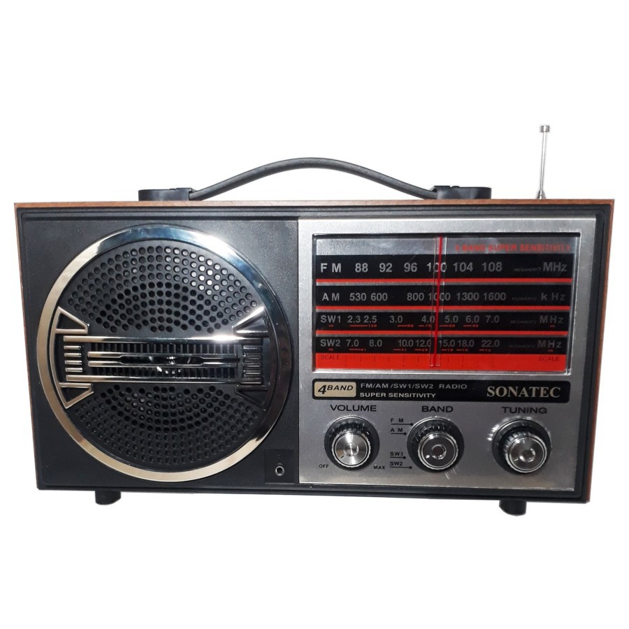 Radio Portable Model Kayu Jadul SONATEC PRI 8288UAR USB-SD Card AM FM