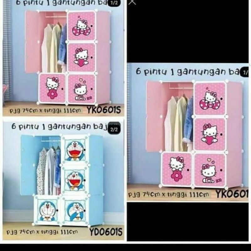Lemari Pakaian Portable 6 Pintu