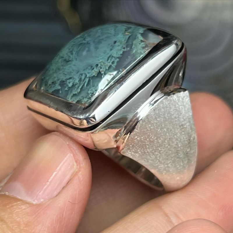 natural lumut suliki super kristal HQ cincin pria wanita monel hand made